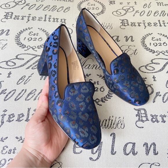 Banana Republic Shoes - Banana Republic Miles Animal Print Loafer Heels In Blue Cheetah Size 8.5